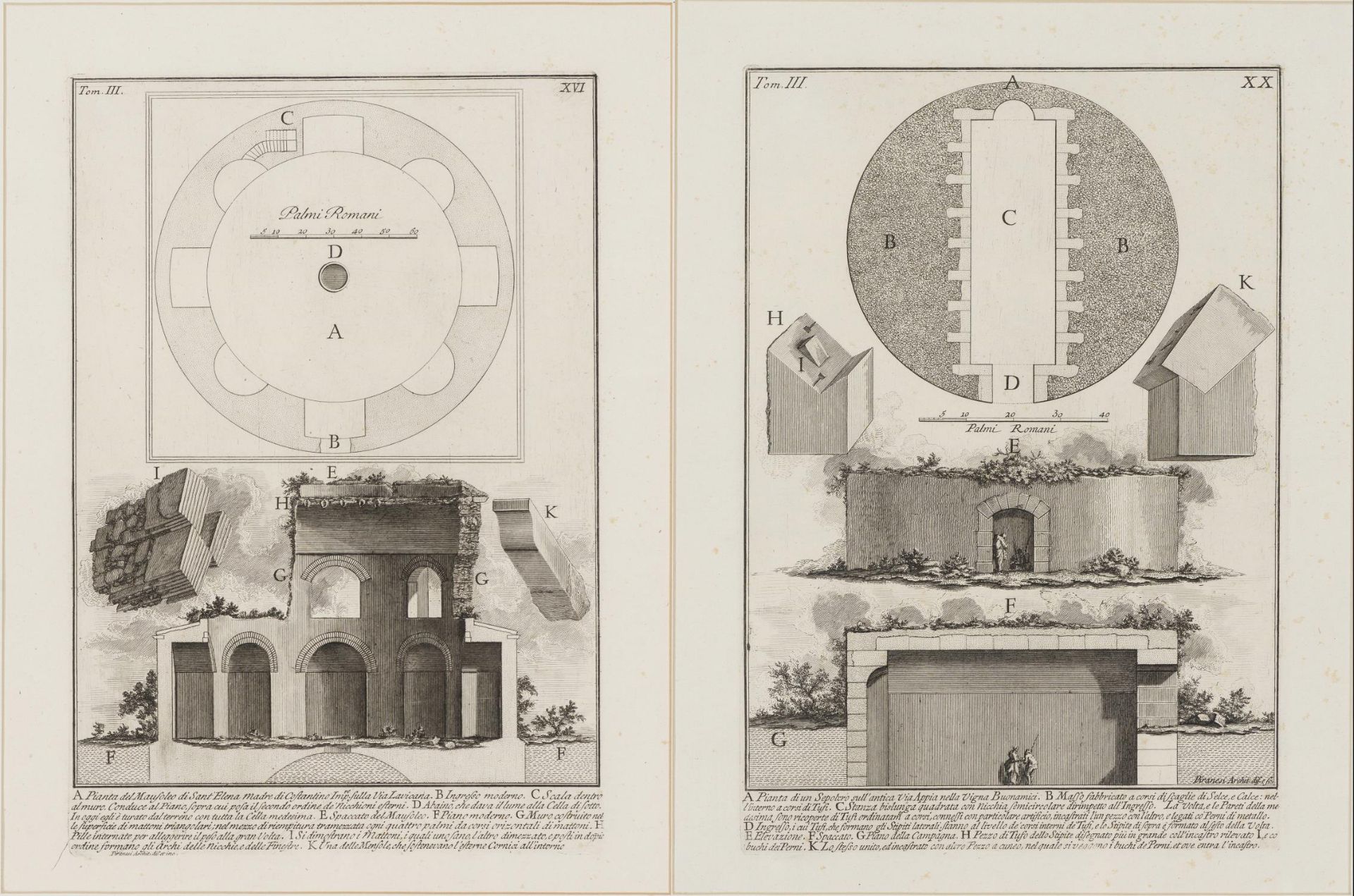 Giovanni-Battista Piranesi (1720-1778), deux eaux-fortes : - les antiquités [...]
