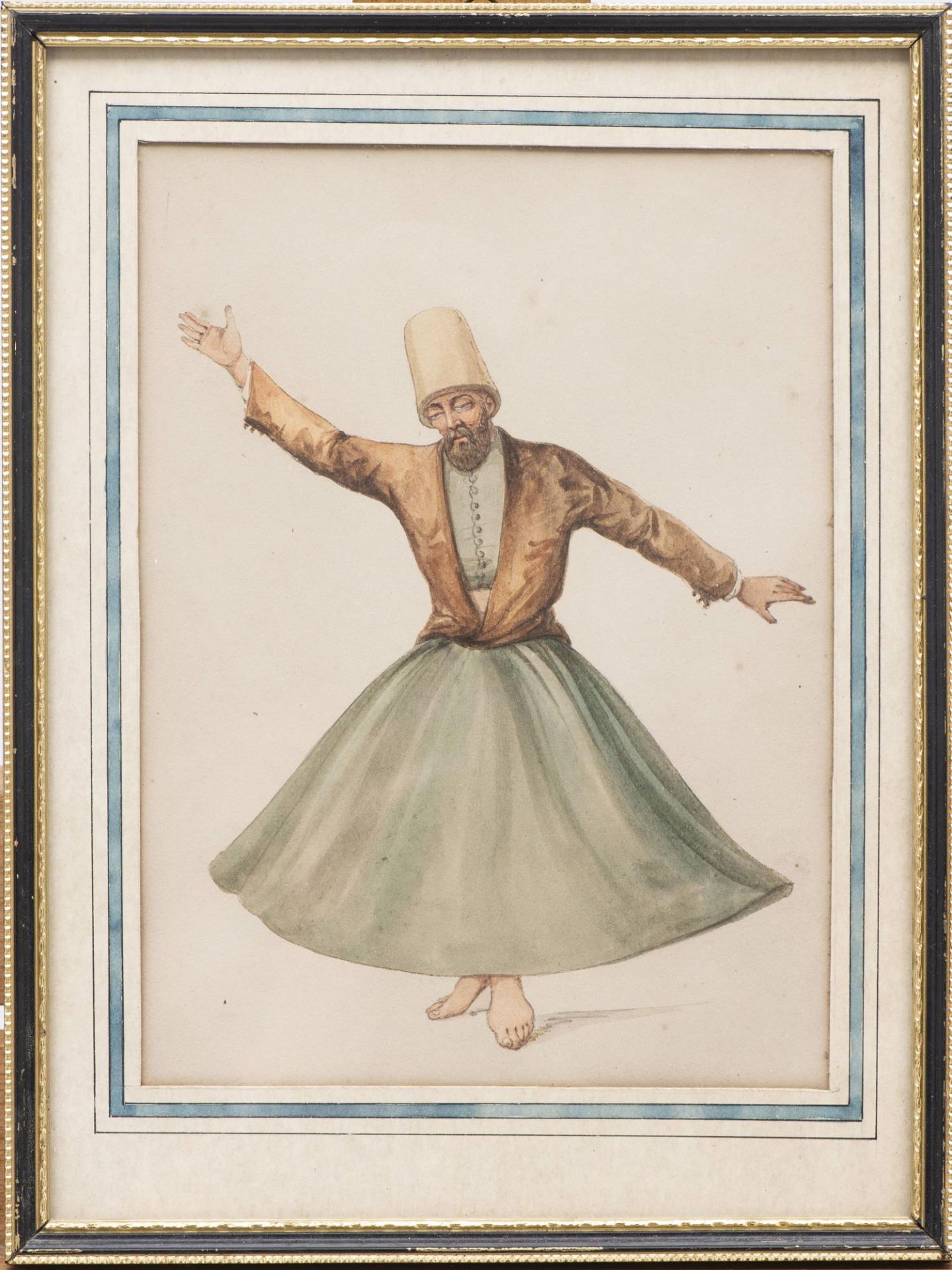 Ensemble de 6 aquarelles orientalisantes représentant 3 hommes et 3 femmes en tenues [...] - Bild 6 aus 13