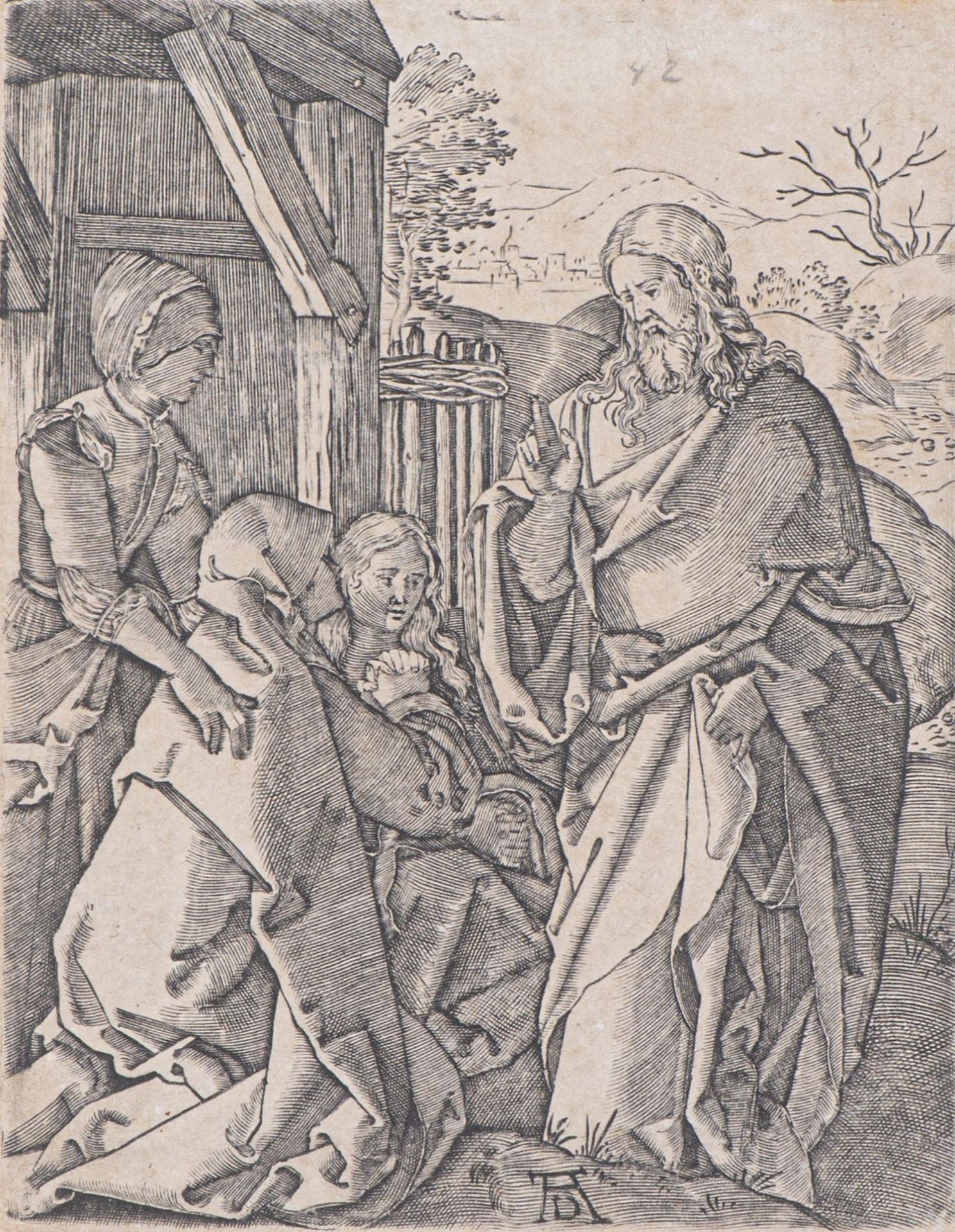 Albrecht Dürer (1471 - 1528) , "Christ prenant le congé de sa mère" vers 1509, [...]