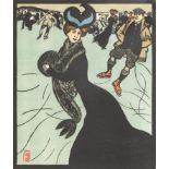 Henri Claudius Forestier (1875-1922) "Séance de patinage". Lithographie couleur [...]