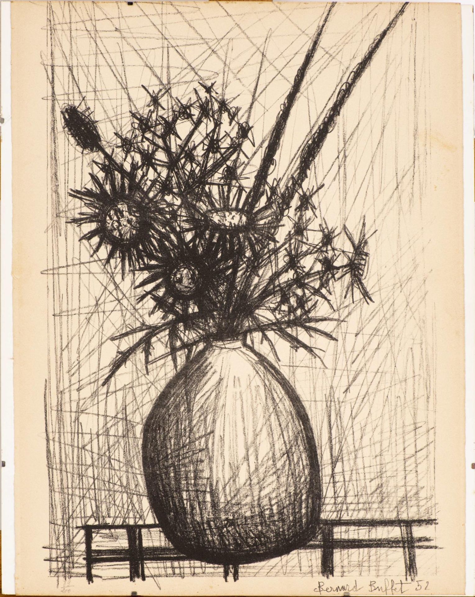 Bernard BUFFET (1928-1999), "Bouquet de fleurs". Lithographie sbd et datée 52. 50x38 [...] - Bild 2 aus 8