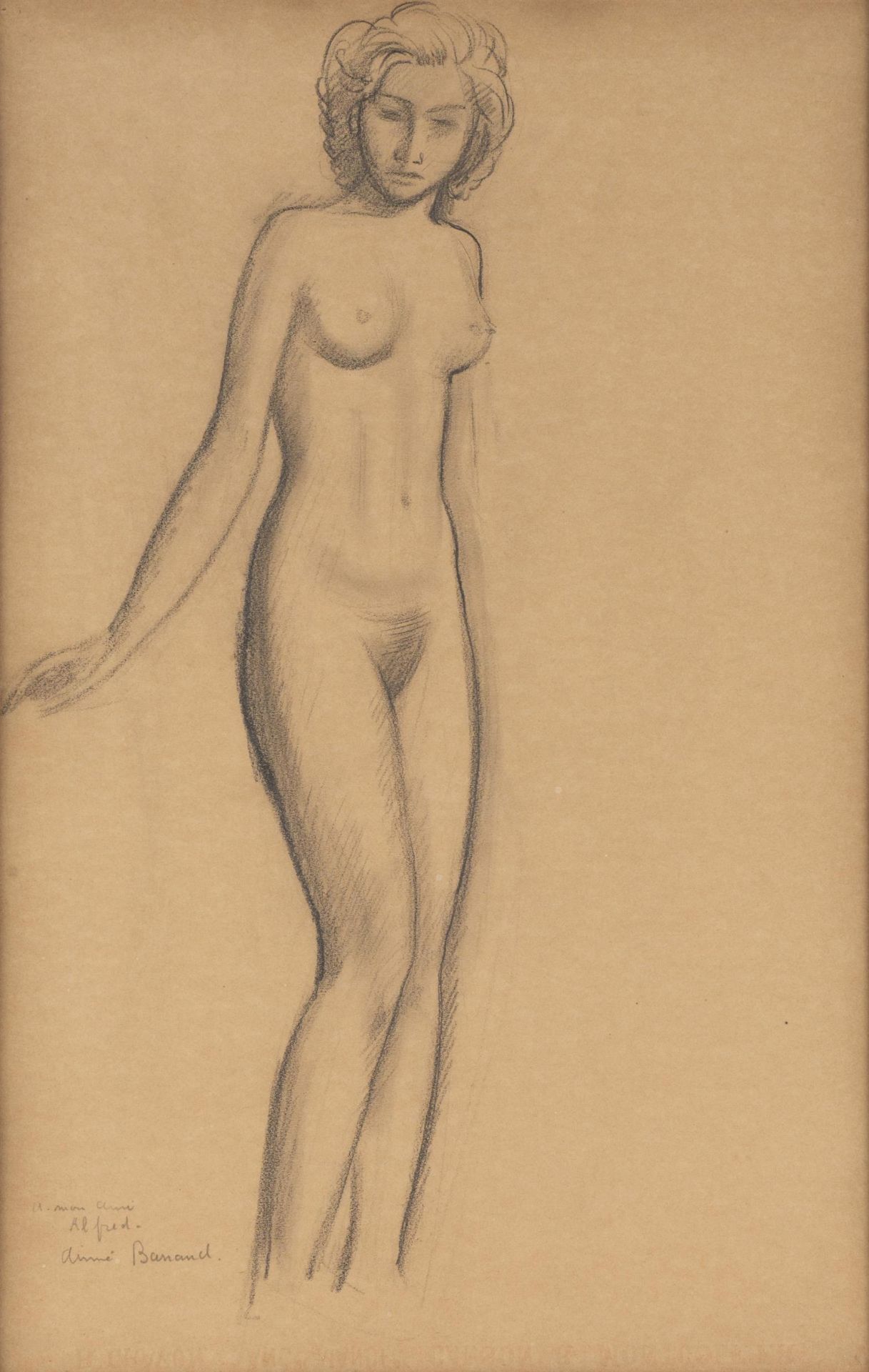 Aimé Victor Barraud (1902-1954) "Nu debout". Dessin au crayon sur papier signé en [...]