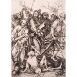 Martin Schongauer (1430-1491) "L'arrestation du Christ". Gravure, monogramme au [...]