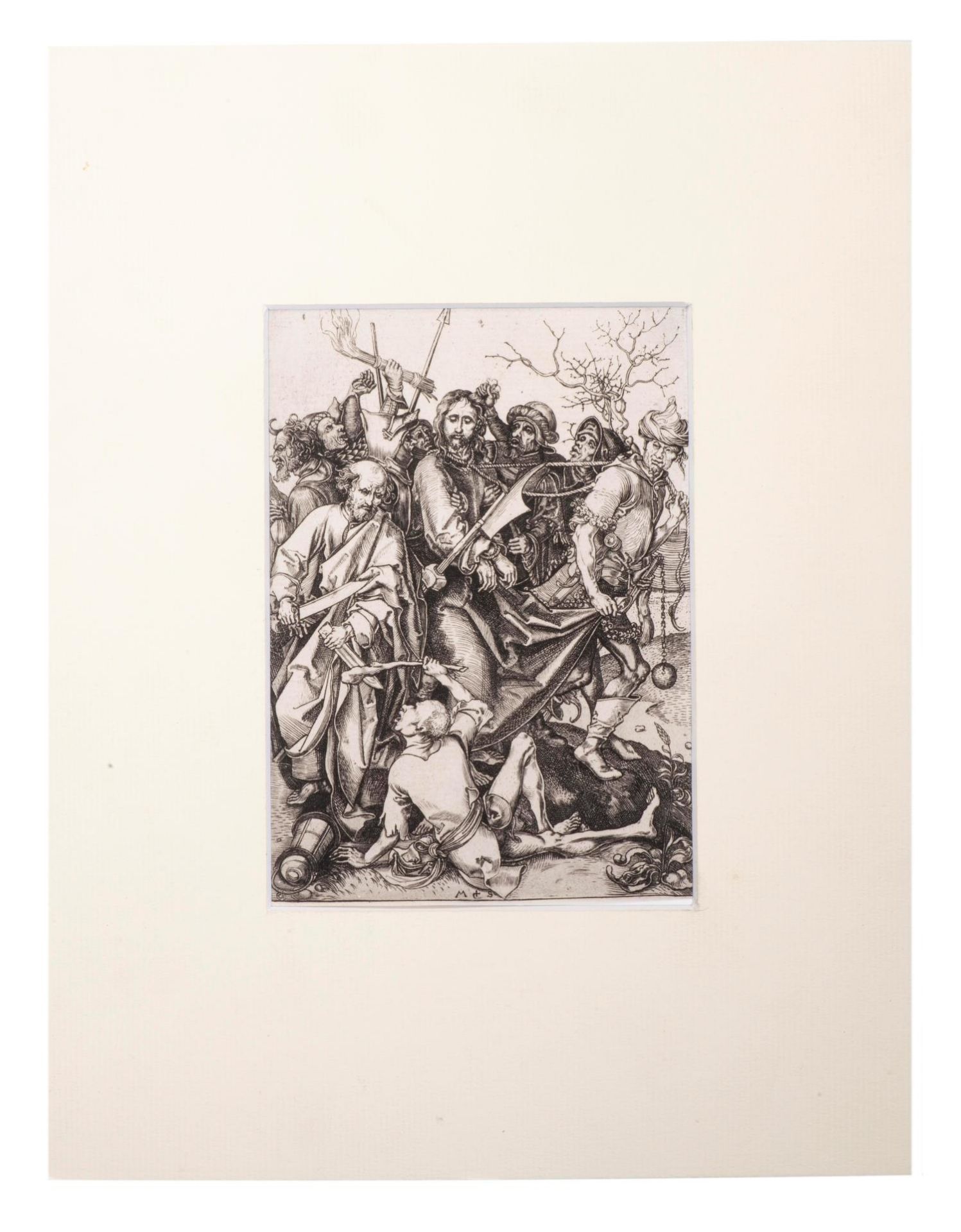 Martin Schongauer (1430-1491) "L'arrestation du Christ". Gravure, monogramme au [...] - Bild 2 aus 6