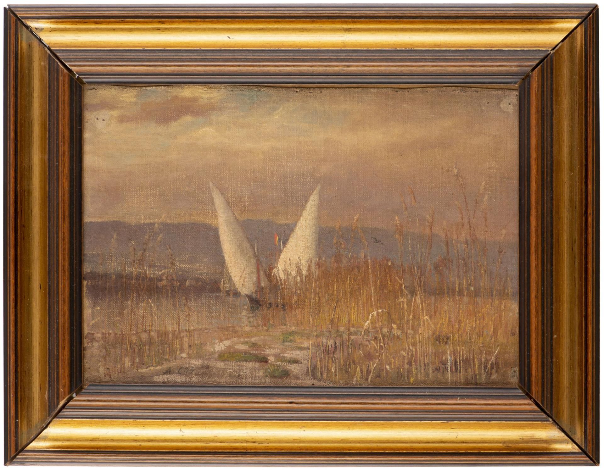 Albert Gos (1852-1942) "Barques sur le Léman". Huile sur carton sbg. 17x24 cm - - [...] - Bild 2 aus 3
