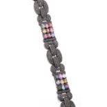 *Bracelet en argent rodié noir .925 avec pierres précieuses et semi-précieuses [...]