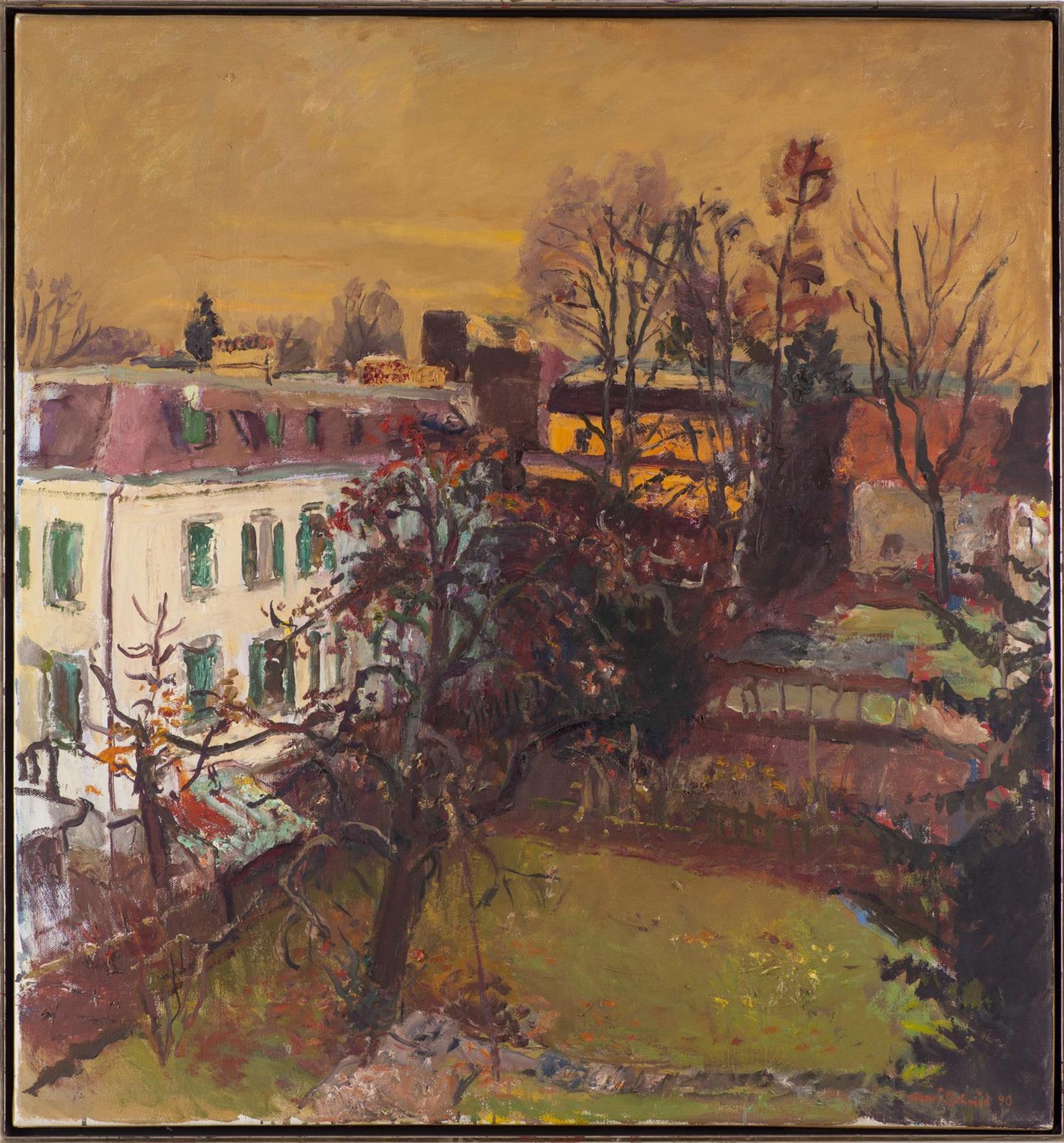 Henri Schmid (1924-2009) "Märzabend - Paysage urbain". Huile sur toile sbd en rouge [...] - Bild 4 aus 11