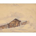 Clara Durgnat (1901-1966) "Finhaut sous la neige". Aquarelle sur papier sbd. 34.5x43 [...]