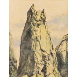 Fortuné BOVARD (1875-1947) "Le Mont Aiguille" . Aquarelle sur papier sbg et daté [...]