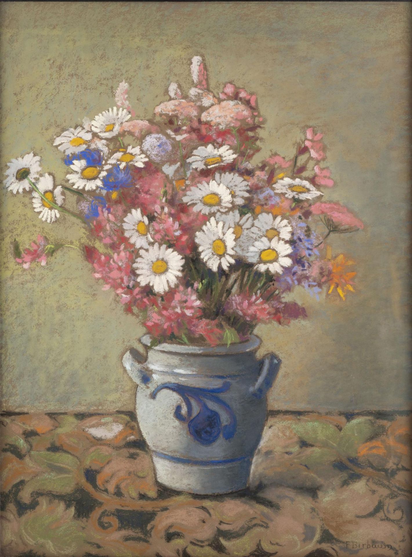 François Birbaum (1872-1947) "Les Marguerites". Pastel sur papier sbd. 70x50 cm [...]