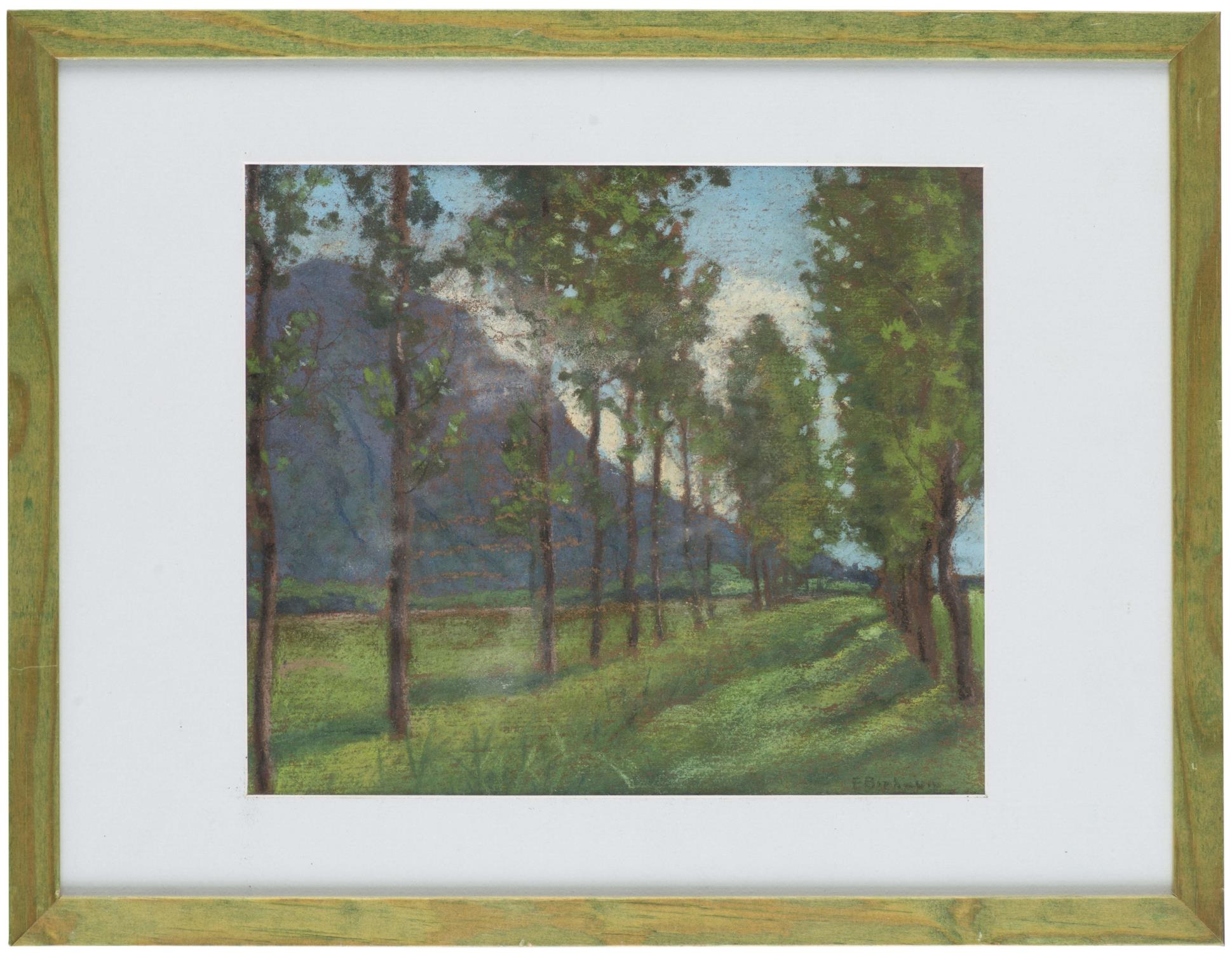 François Birbaum (1872-1947) "Plaine du Rhône près de Monthey". Pastel sur papier [...] - Image 2 of 4