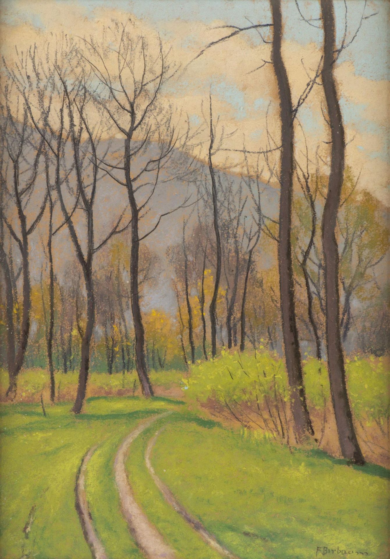 François Birbaum (1872-1947) "Sous-bois". Pastel sur papier sbd. 35x24.5 cm - - Art [...]