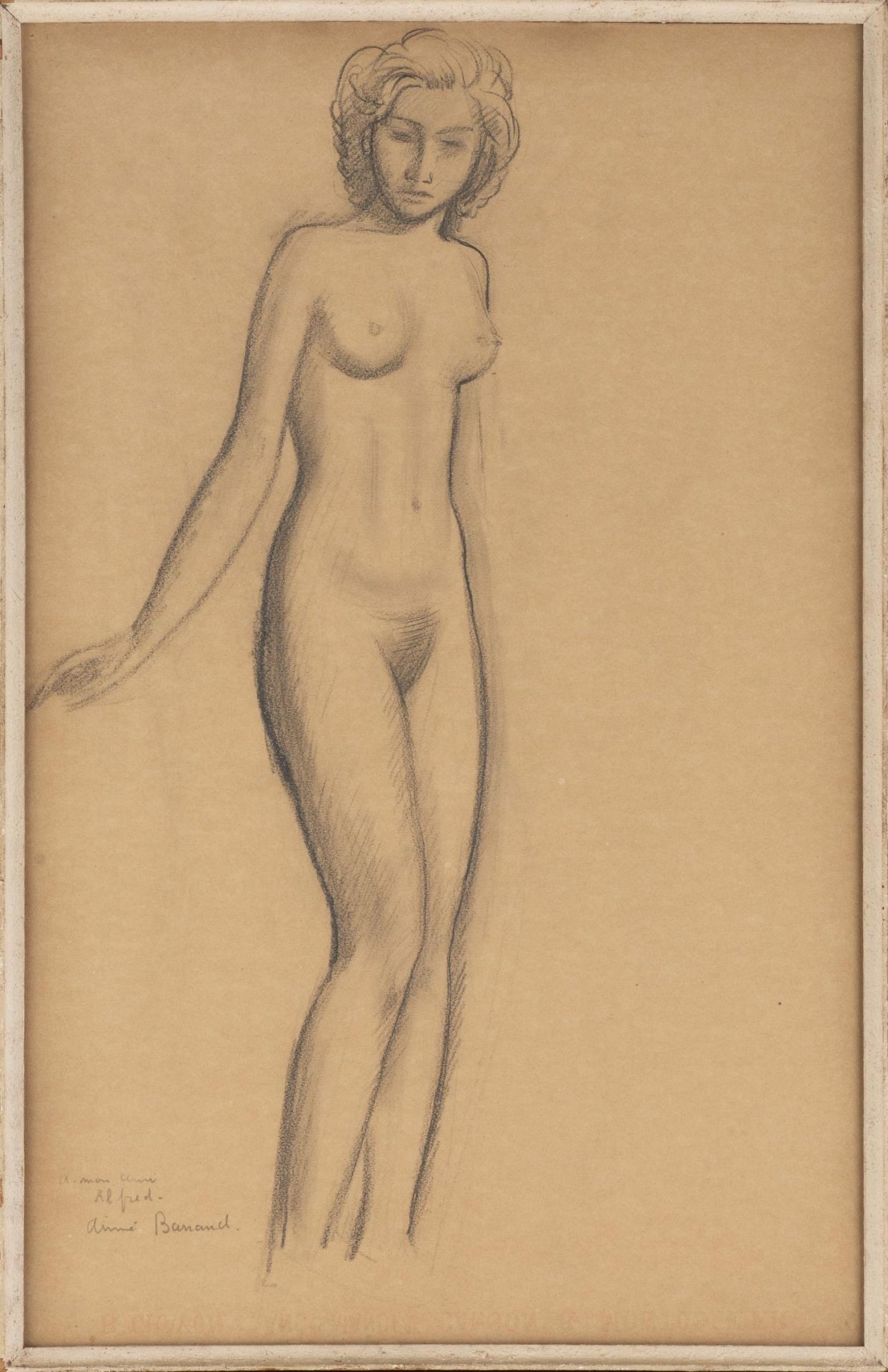 Aimé Victor Barraud (1902-1954) "Nu debout". Dessin au crayon sur papier signé en [...] - Bild 2 aus 4