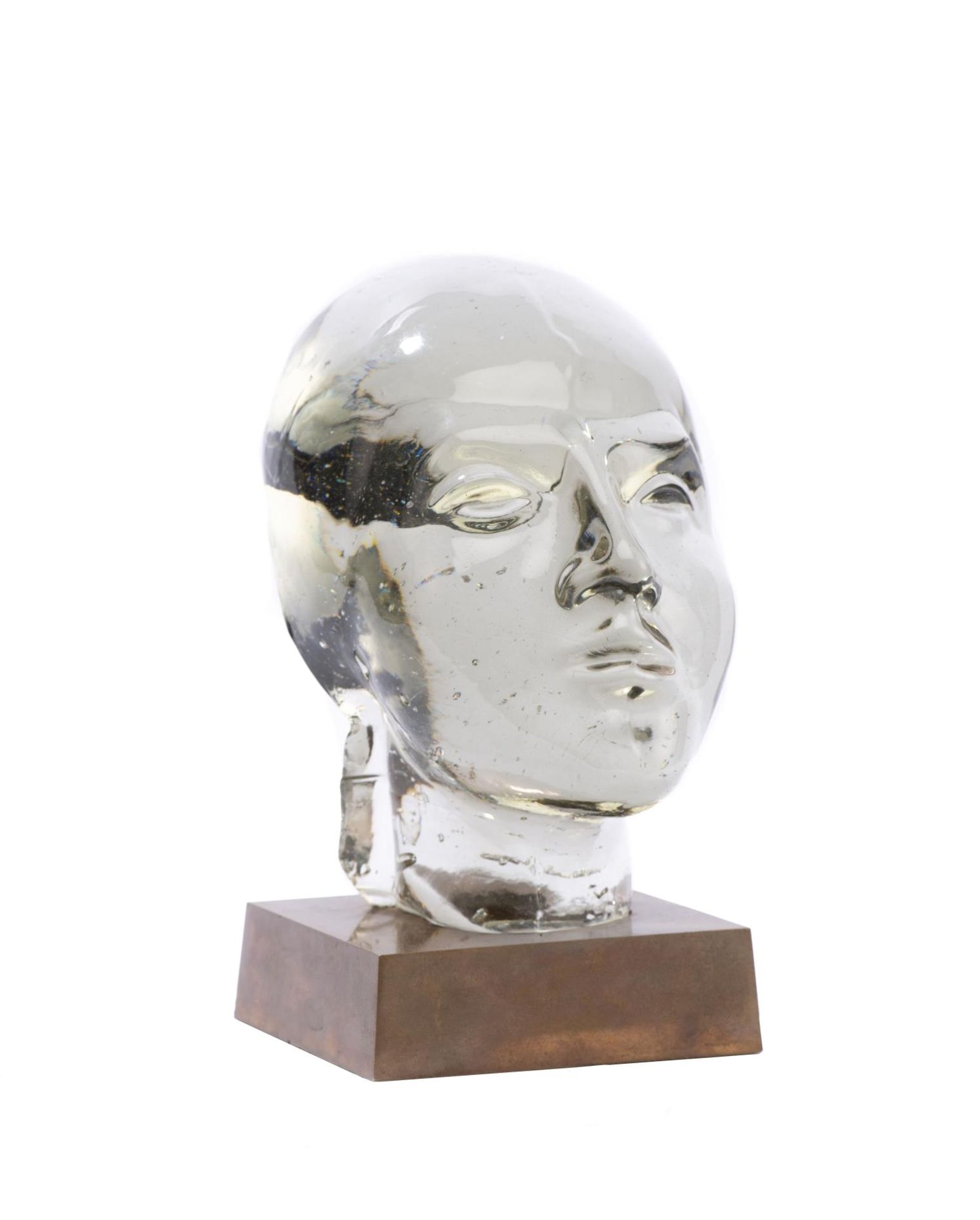 Charles-Martin Hirschy (1942) "Tête de verre", sculpture de verre sur socle en [...]