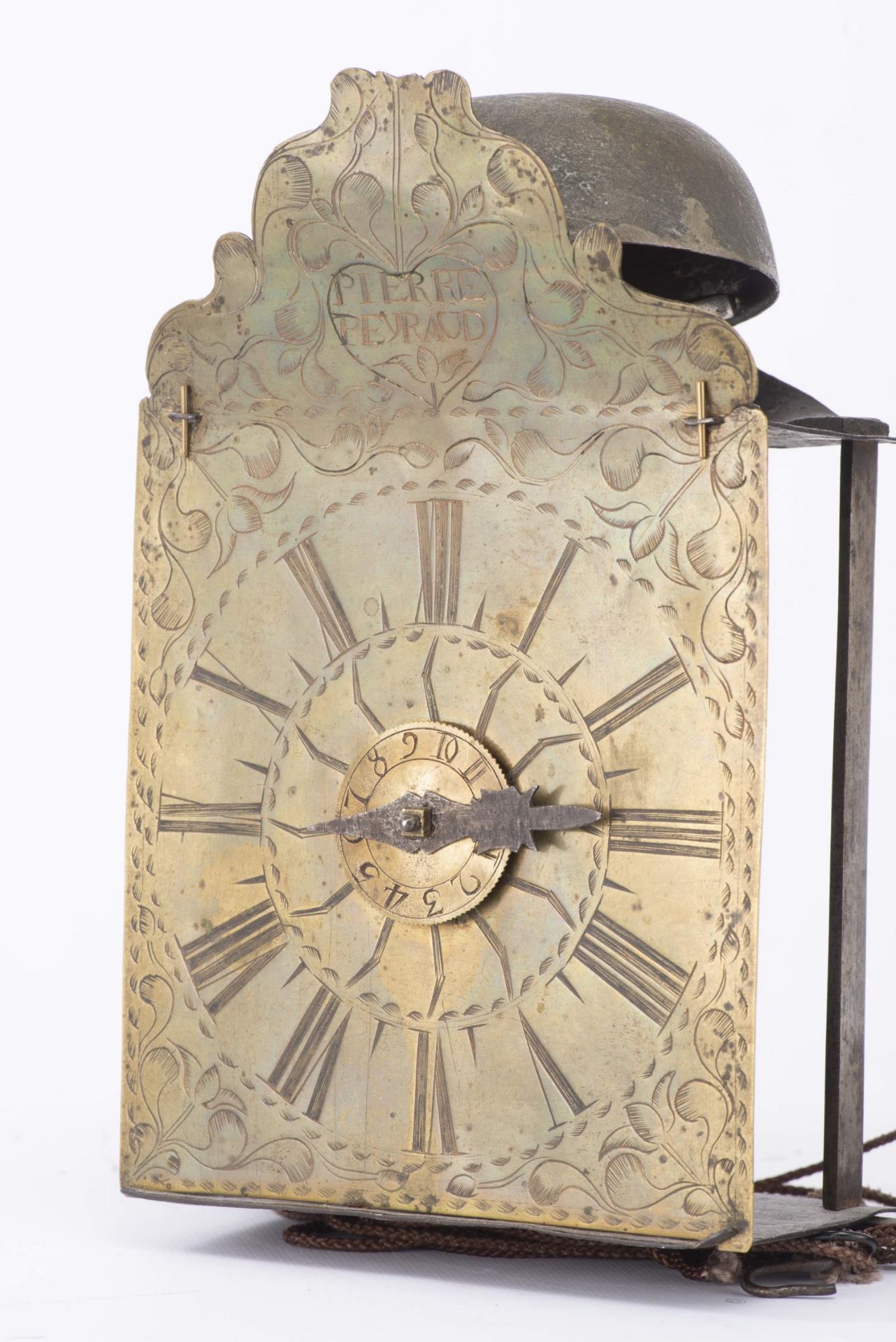 Horloge lanterne à 1 aiguille, cadran en laiton signé sur le fronton Pierre Peyraud [...] - Image 11 of 11