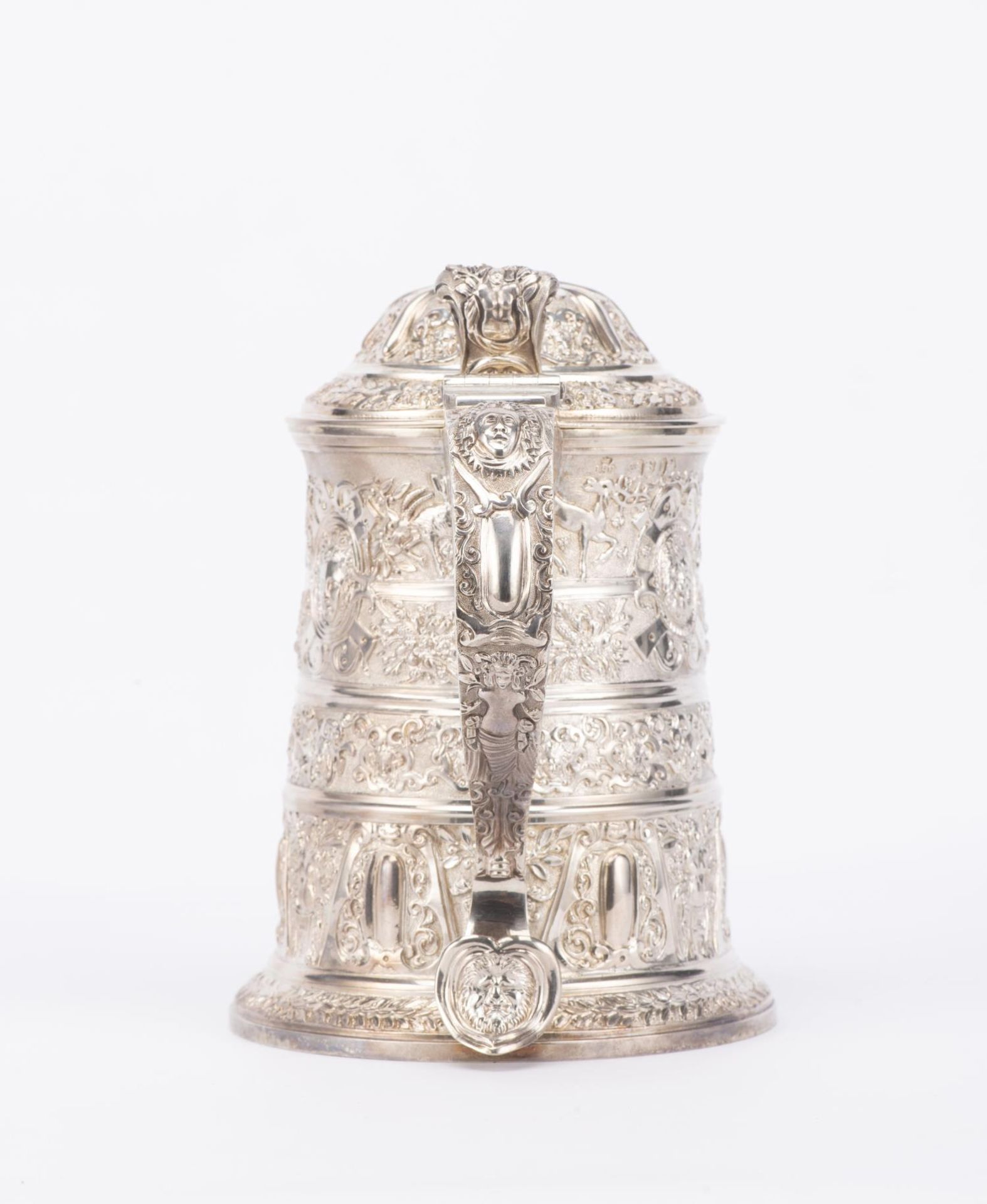 Chope en argent sterling .925 anglais de Londres de 1874 par ISH, Hunt & Roskell, [...] - Image 9 of 16