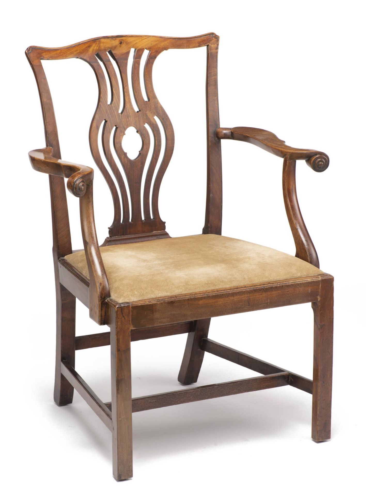 Fauteuil anglais Georges III en acajou à dossier lyre. H. 99.5x71.5x51.5 cm - Prix [...]