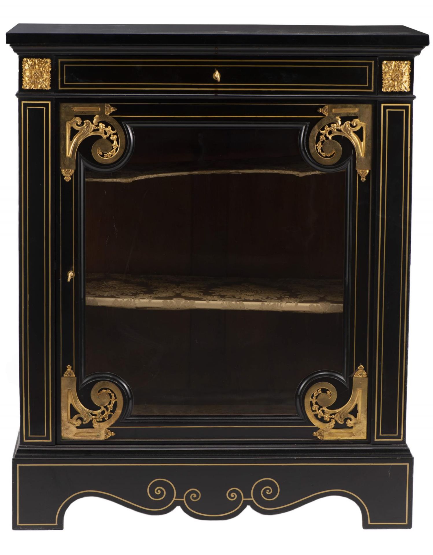 Petite vitrine à une porte de style Louis XIV et d'époque Nap. III peinte en noir [...]