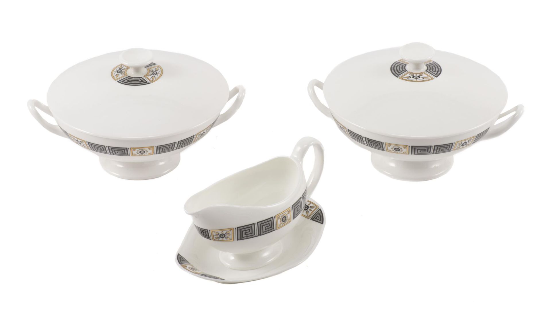 Service en porcelaine de Wedgwood modèle "Asia" noir et or comprenant: - 11 tasses [...] - Image 5 of 28