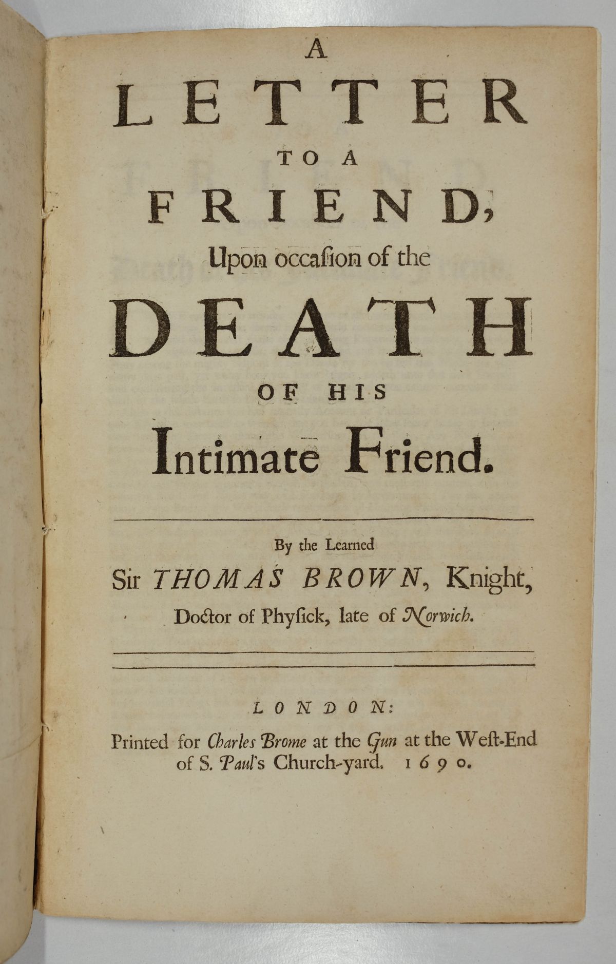 Browne (Sir Thomas). A Letter to a Friend, 1st edition, 1690, Pirie copy - Image 6 of 11