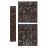 * Oak carvings. A pair of 18th century carved oak panels