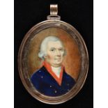 * Miniature. Double pendant frame containing portraits of a husband and wife, circa 1780s