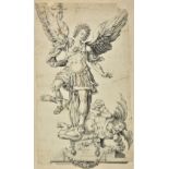 * Flemish School. Saint Michael slaying Satan, circa 1600, pen grey ink and grey wash