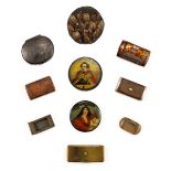 * Snuff Boxes. A steel snuff box dated 1722 plus other snuff boxes
