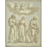 * Prestel (Johann Gottlieb, 1739-1808). Saint Francis, Catherine and Jerome, 1786