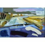 * Simpson (David Ralph, 1963-). Landscape, oil painting on glass