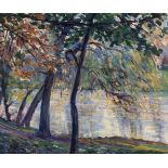 * Malherbe (William, 1884-1951). Trees by a Riverbank, oil on board