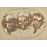 * Italian School. Three Male Heads, 17th century