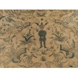 * Crewelwork panel. Hunting scene, early 18th century