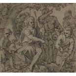 * Italian School. Group of figures by an open grave, 17th century