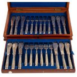 * Fish eaters. A set of Victorian cased silver-plated fish knives and forks