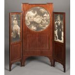 * Screen. An Edwardian mahogany three-fold screen