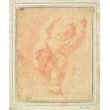 * Zampieri (Domenico, Il Domenichino, 1581-1641). Putto falling backwards, red chalk