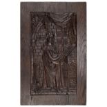 * Oak panel. An 18th century relief carved oak panel