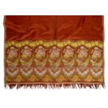 * Spitalfields. A terracotta silk shawl circa 1820