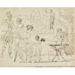* English Neoclassical School. Four pen and ink drawings of classical Greek mythological figures