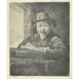 * Rembrandt (Harmensz van Rijn, 1606-1669). Self Portrait, Drawing at a Window, 1648