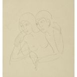 * Gill (Eric, 1882-1940). Pair of Lovers, pencil on sketchbook leaf