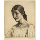 ARR * Drury (Paul, 1903-1987). Head of a Young Woman, 1930, etching