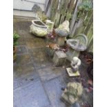 * Garden statuary. A pair of granite staddle stones plus other items
