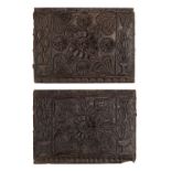 * Oak panels. A pair of 17th century carved oak panels