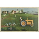 * Rowntree (Kenneth, 1915-1997). Tractor in Landscape, 1945, lithograph