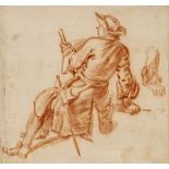 * Lemke (Johann Philipp, 1631-1711). Study of a Horseman, red chalk