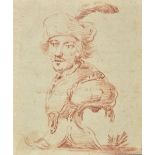 * Attributed to Cornelis Troost (1697-1750). Design for a sculpted bust of a man with plumed hat