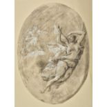 * Italian School. Winged female figure with Juno seated on a cloud, pen, brown ink and wash