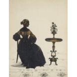 * Silhouette. Portrait of a young lady in an interior, circa 1830s